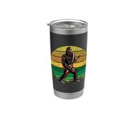 Retro Bigfoot Playing Electric Guitar Rock Sasquatch Gobelet isotherme en acier inoxydable double paroi