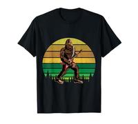 Retro Bigfoot Playing Electric Guitar Rock Sasquatch T-Shirt