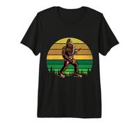 Retro Bigfoot Playing Electric Guitar Rock Sasquatch T-Shirt Haut de Gamme