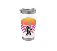 Rétro Bigfoot Silhouette Coucher de soleil pour les croyants de Sasquatch Gobelet isotherme en acier inoxydable double paroi