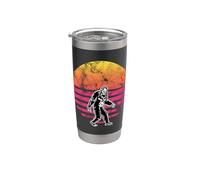 Rétro Bigfoot Silhouette Coucher de soleil pour les croyants de Sasquatch Gobelet isotherme en acier inoxydable double paroi