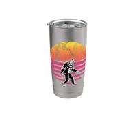 Rétro Bigfoot Silhouette Coucher de soleil pour les croyants de Sasquatch Gobelet isotherme en acier inoxydable double paroi