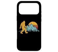 Retro Bigfoot Silhouette Mountain Sun Believe ! Graphic Coque pour iPhone 17 Pro Max