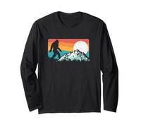 Retro Bigfoot Silhouette Rocky Mountains 80s Graphic Manche Longue