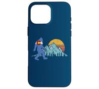 Retro Bigfoot Sun & Mountain State Flag of Colorado Graphic Coque pour iPhone 16 Pro Max
