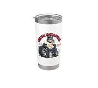 Retro Biker: Custom Motorcycles Lowbrow Wolf Rockabilly 50s Gobelet isotherme en acier inoxydable double paroi