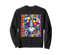 Retro Birthday GNOME with Colorful Balloons Happy Birthday Sweatshirt