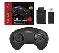 Retro-Bit BIG6 Contrôleur d'arcade sans fil Sega Genesis 2,4 GHz pour Sega Genesis Original/Mini, Switch, PC, Mac - Noir