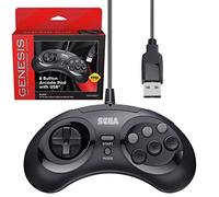 Retro-Bit Sega Genesis Contrôleur USB officiel 8 boutons Arcade Pad pour Sega Genesis Mini, Nintendo Switch, PC, Mac, Steam, RetroPie, Raspberry Pi Port USB Noir