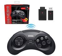 Retro-Bit Sega Genesis Manette sans fil 2,4 GHz pour Sega Genesis Original/Mini, Switch, PC, Mac - Comprend un contrôleur, 2 récepteurs et un étui de rangement (noir)