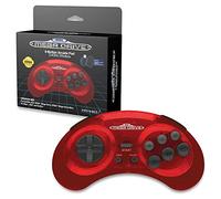Retro-Bit Sega Mega Drive 2.4 GHz Manette sans fil 8-Button Arcade Pad pour Sega Genesis Original/Mini, Nintendo Switch, PC, Mac, Inclus 2 Récepteurs et Étui de Rangement (Crimson Red)