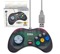 Retro-Bit Sega Saturn Manette USB (modèle 2) pour Sega Genesis Mini, PS3, PC, Mac, Steam, Switch - Port USB (gris ardoise)