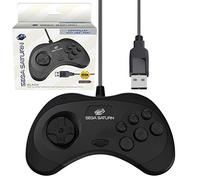 Retro-Bit Sega Saturn Manette USB (modèle 2) pour Sega Genesis Mini, PS3, PC, Mac, Steam, Switch - Port USB (Noir)