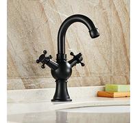 Retro Black, Hot and Cold Water Faucet, Two Cross Handle Mixer Brass Tap, Sink taps for Bathroom Basin