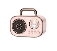 Retro Bluetooth Speaker Subwoofer Mini High Quality Desktop Loudspeaker Home Portable Speaker-Pink