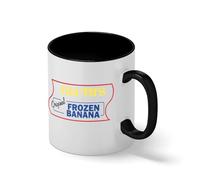 Retro Bluth's Frozen Banana - TV Show Parody Blanc tasse de café avec jante noire et poignée Mug