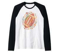 Retro Boho Football with Flowers Fall Manche Raglan
