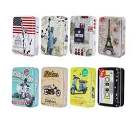Rétro Boîte Étain Rectangulaire 8 Pièces Tin Box Boîtes Métalliques Avec Couvercle Mini Boîte en Fer Métallique Rétro Mini Boîte Métal pour Biscuits Bonbons Thé Bijoux Petits Objets 9 x 6,5 x 2,5cm