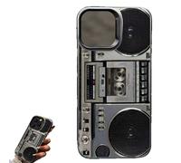 Retro Boombox Cassette Player Pattern Phone Case,Vintage Tape Pattern Design Phone Cases,Wear-Resistant,Drop-Resistant,Fingerprint-Resistants Cases for iPhone 17/16/15/14 Pro Max (for 17 Pro)