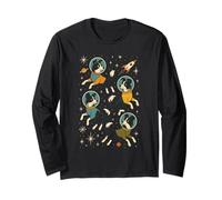 Retro Border Collie Astronaute Space Dogs Mid Manche Longue