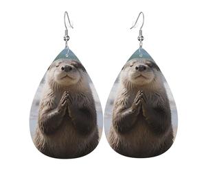 Rétro Boucle D'Oreille Castor De La Rive En Prière Leather Earrings Confortables Boucle D'Oreille En Cuir Pour Decorations Fête Femmes