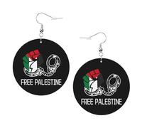 Rétro Boucle d'oreille en cuir Palestine libre, sauvez Gaza ! Palestiniens Leather Earrings Confortables Boucle d'oreille pour Femmes Fête Decorations