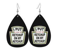 Rétro Boucle d'oreille J'ai mis du ketchup sur mon ketchup Leather Earrings Légères Boucle d'oreille en cuir pour Filles Femmes Fête