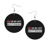 Rétro Boucle d'oreilles pendantes en cuir J'aime mon beau petit ami Boucles d'Oreille Pendantes Confortables Boucle d'oreille en cuir pour Femmes Fête Decorations