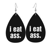 Rétro Boucle d'oreilles pendantes en cuir Je mange des culs Boucles d'oreilles femme Impression Boucle d'oreille en cuir pour Decorations Filles Fête