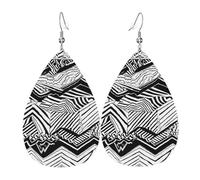 Rétro Boucle D'Oreilles Pendantes En Cuir Zigzag Noir, Blanc Et Beige Boucles D'Oreilles Femme Légères Boucle D'Oreille En Cuir Pour Decorations Fête Fête