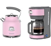 - Retro - Bouilloire 1,7 l + Machine à café - Cafetière filtre - Rose