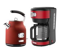 - Retro - Bouilloire 1,7 L + Machine à café - Cafetière filtre - Rouge