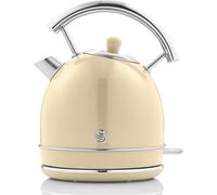 Retro Bouilloire, 1,8 L, Acier Inoxydable sans BPA, Résistance Cachée, sans Fil, 3000W, Crème, SWAN, SK14630CNEU