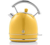 Swan Bouilloire électrique Rétro 1,8 L Arrêt automatique Strix Sans fil Inox sans BPA 3000W Jaune