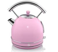 Swan Retro Bouilloire Électrique 1,8 Litre, Design Vintage, Arrêt Automatique Contrôleur Strix, Sans fil, Acier Inoxydable, sans BPA, 3000W, Rose