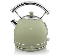 Swan Retro SK14630GN Bouilloire Électrique 1,8 Litre, Design Vintage, Arrêt Automatique, Sans fil, Acier Inoxydable, sans BPA, 3000W, Vert