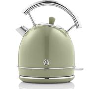 Retro Bouilloire, 1,8 L, Acier Inoxydable sans BPA, Résistance Cachée, sans Fil, 3000W, Vert, SWAN, SK14630GNEU