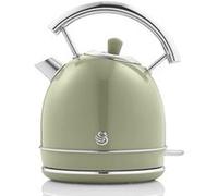 Retro Bouilloire, 1,8 L, Acier Inoxydable sans BPA, Résistance Cachée, sans Fil, SWAN, SK14630GNEU, 3000, Vert Vert G