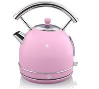 Retro Bouilloire, 1,8 L, Acier Inoxydable sans BPA, Résistance Cachée, sans Fil SWAN SK14630PNEU 3000W Rose 61802