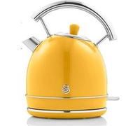 Retro Bouilloire, 1,8 L, Acier Inoxydable sans BPA, Résistance Cachée, sans Fil, SWAN, SK14630YELNEU, 3000, Jaune Jaune G
