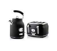 retro bouilloire + grille-pain 4 emplacements - noir