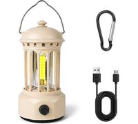 Retro Camping Lamp,Led Camping Lantern,Ipx4 Waterproof Camping Light,Adjustable Brightness,Portable Camping Lamp Battery Powered/Rechargeable For Fishing Camping Hiking