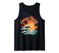 Retro Cancun Mexico Sunset Ocean Wave Travel Débardeur