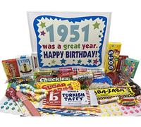 RETRO CANDY YUM ~ 1951 Boîte cadeau d'anniversaire 74e anniversaire de Noël rétro Mélange de bonbons de l'enfance pour homme ou femme de 74 ans né en 1951