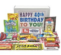 RETRO CANDY YUM Assortiment de bonbons nostalgiques classiques pour homme ou femme de 40 ans Happy 40th Birthday to You