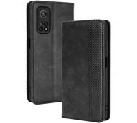 Retro Case Compatible With Xiaomi Mi 10t (10t Pro) 5g Cover, Leather Wallet Case With Magnetic Closure Folio Holder For Cards, Black