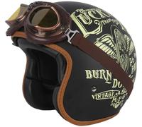 Rétro Casque À Face Ouverte Demi-Jet Casque Scooter avec Visière Open Face Classic Casque Moto Jet Vintage Dot/ECE Homologué Casque Bol Moto Bols pour Homme Et Femme 3,L