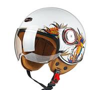 Rétro Casque à Face Ouverte Demi-Jet Casque Scooter avec Visière Open Face Classic Casque Moto Jet Vintage ECE Homologué Casque Bol Moto Bols pour Homme et Femme E,M