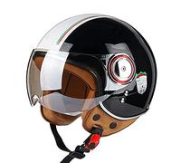 Rétro Casque à Face Ouverte Demi-Jet Casque Scooter avec Visière Open Face Classic Casque Moto Jet Vintage ECE Homologué Casque Bol Moto Bols pour Homme et Femme K,XL