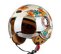 Rétro Casque à Face Ouverte Demi-Jet Casque Scooter avec Visière Open Face Classic Casque Moto Jet Vintage ECE Homologué Casque Bol Moto Bols pour Homme et Femme B,L